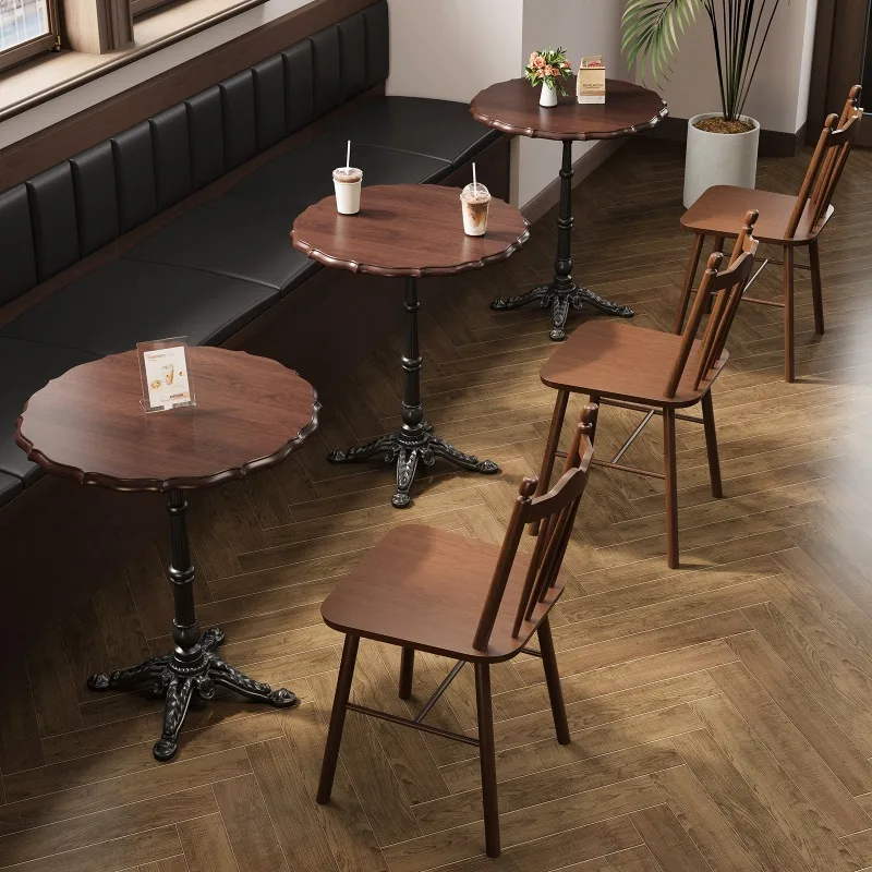 Retro style cafe square round table, western restaurant solid wood table and chair combination Internet celebrity western
Retro style cafe square round table, western restaurant solid wood table and chair combination Internet celebrity western