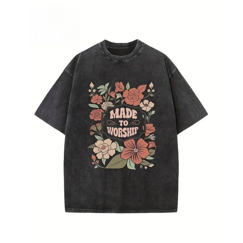 Vintage Faith Graphic T Shirt Women Oversized Floral Print Tee Made to Worship Aesthetic Casual Christian Tops 2025 Summer
Vintage Faith Graphic T Shirt Women Oversized Floral Print Tee Made to Worship Aesthetic Casual Christian Tops 2025 Summer