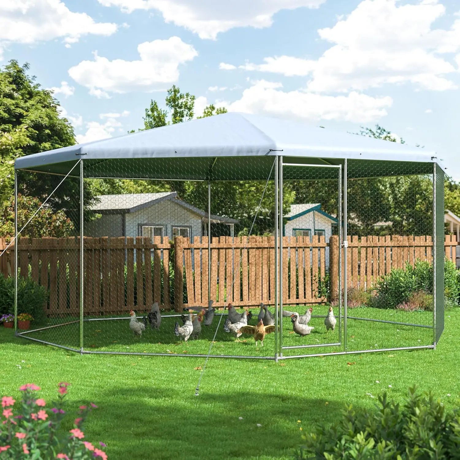 Chicken Coop,Large Metal Chicken Run Pen,Walk in Chicken Coops for6/10 Chickens House with Waterproof&Anti-UV Cover for Backyard
Chicken Coop,Large Metal Chicken Run Pen,Walk in Chicken Coops for6/10 Chickens House with Waterproof&Anti-UV Cover for Backyard