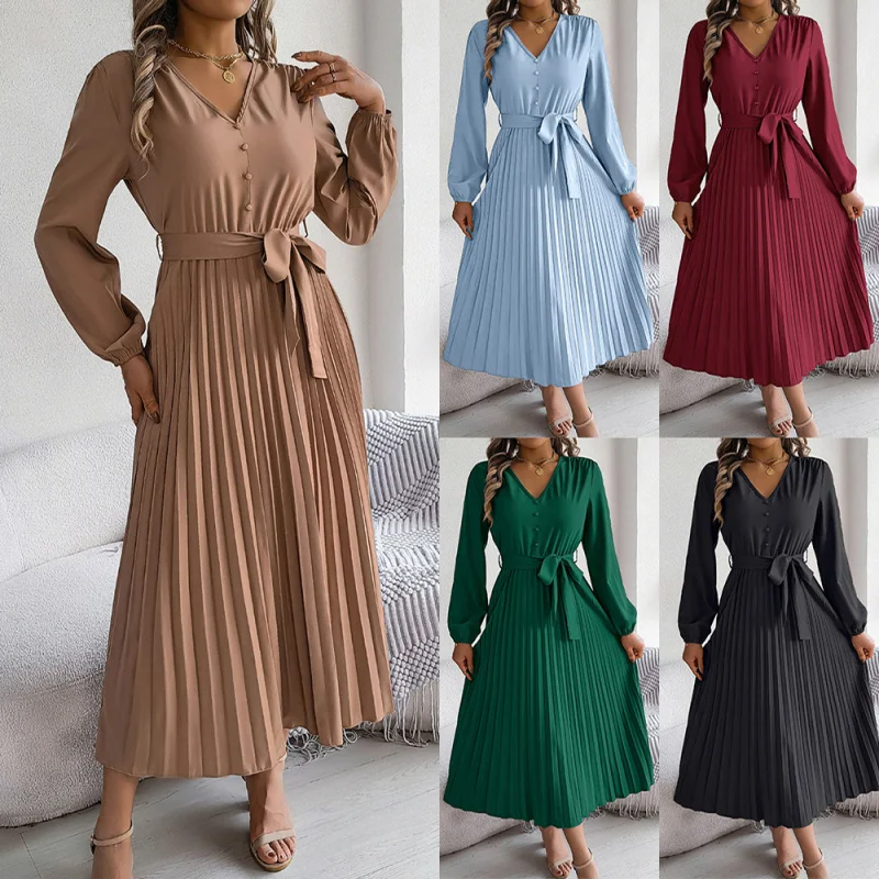 2025 Autumn and winter have an elegant temperamentVButtoned Tie Waist Flared Pleated Long Skirt Women's Fashion Dress C001
2025 Autumn and winter have an elegant temperamentVButtoned Tie Waist Flared Pleated Long Skirt Women's Fashion Dress C001