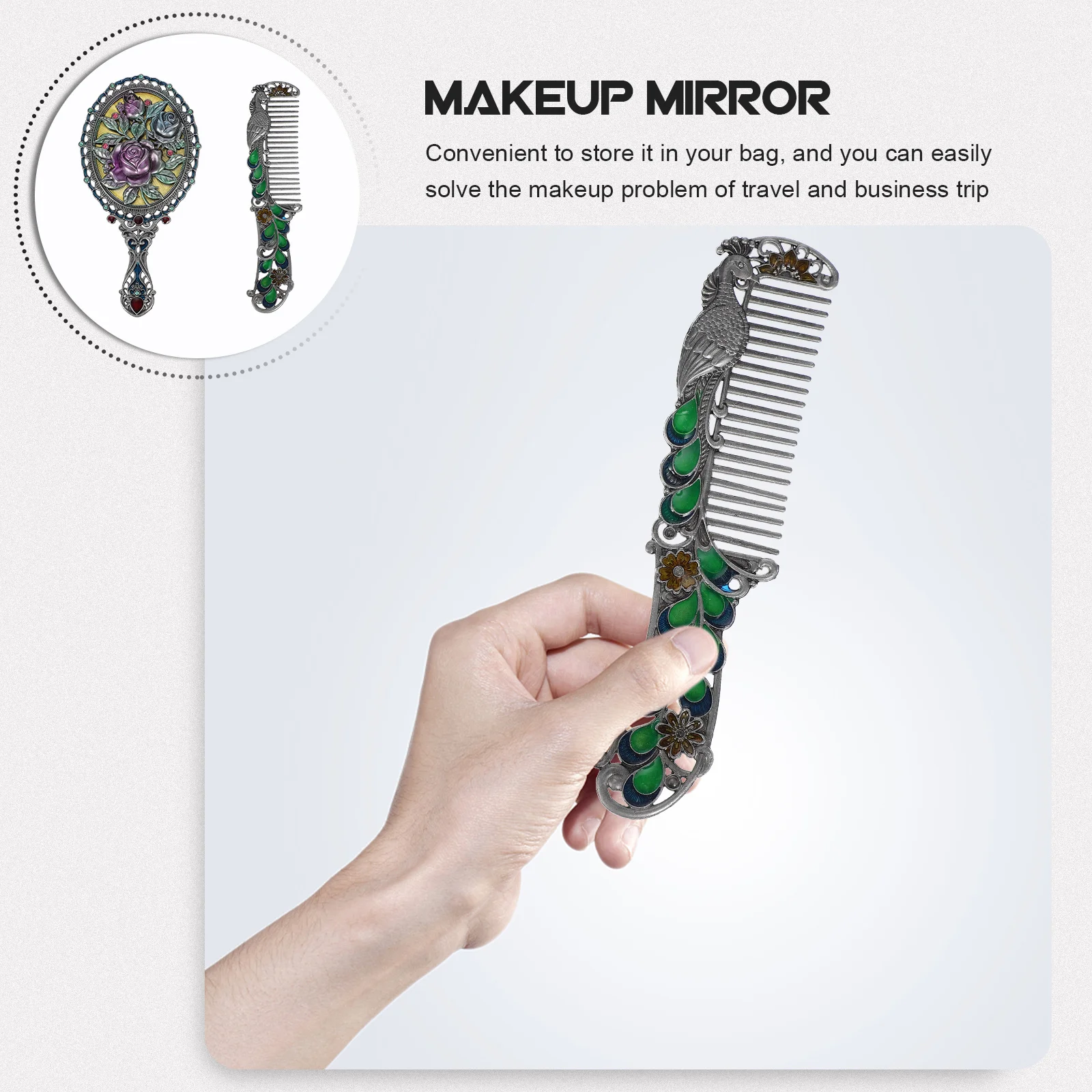 1Set Retro Mirror Vintage Design Ergonomic Handle Easy Carry Portable Makeup Vanity Decorative Metal Mirror for Travel Business
1Set Retro Mirror Vintage Design Ergonomic Handle Easy Carry Portable Makeup Vanity Decorative Metal Mirror for Travel Business