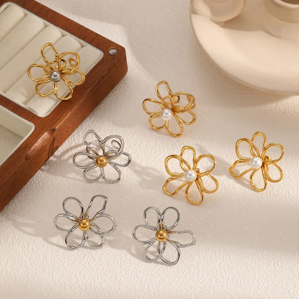 Delicate Stainless Steel Hollow Flower Open Rings and Earrings Set for Women Trendy Jewelry Accessories Gifts
Delicate Stainless Steel Hollow Flower Open Rings and Earrings Set for Women Trendy Jewelry Accessories Gifts