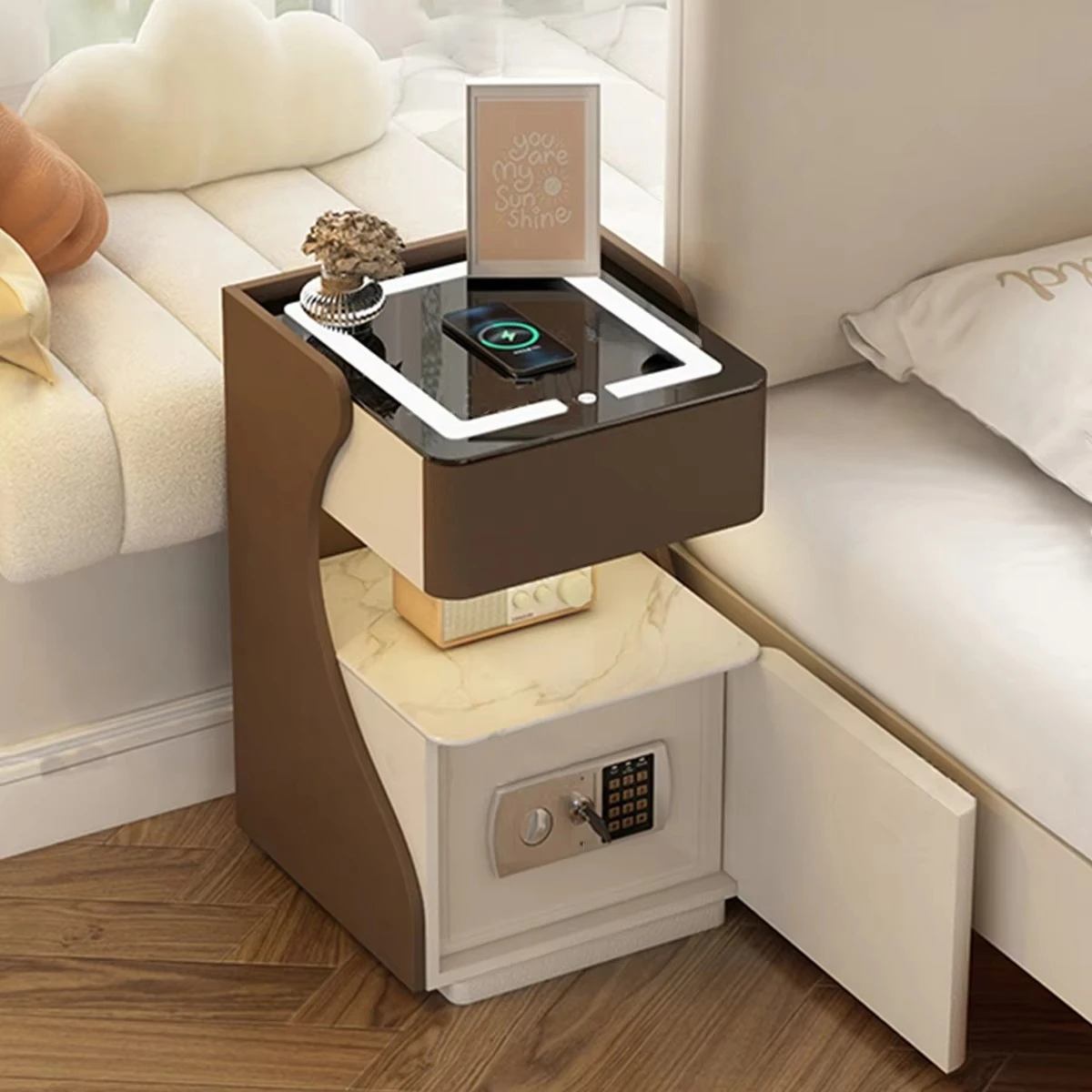 able Smart Bedside Table with Safe Multifunctional Leather Nightstand Modern Chargeable Safety Bedside Table with Storage
able Smart Bedside Table with Safe Multifunctional Leather Nightstand Modern Chargeable Safety Bedside Table with Storage