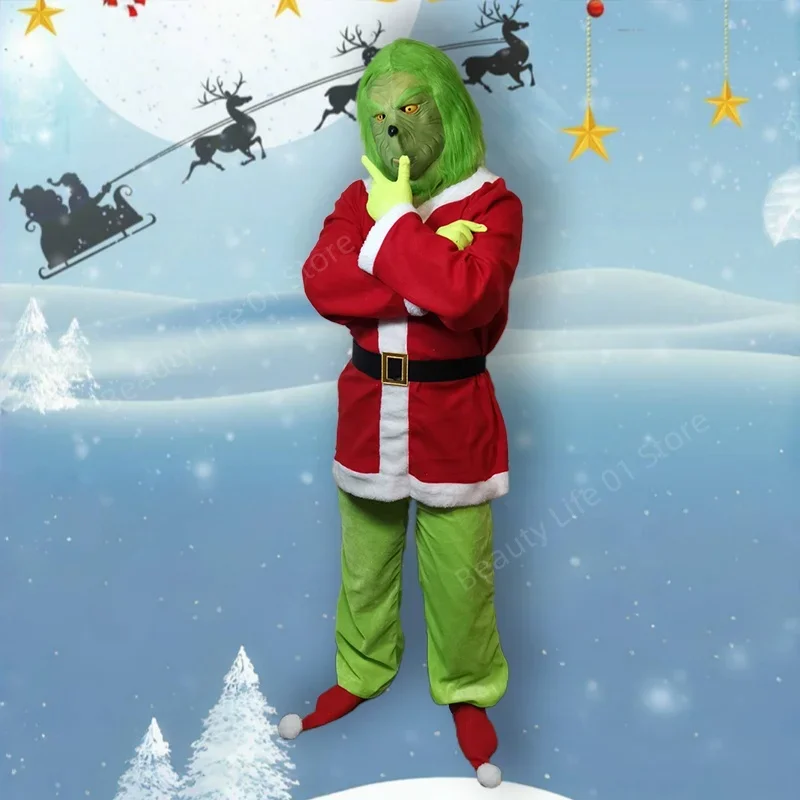 Grinch Cosplay Costumes Anime Green Attire Clothing Santa Cos Halloween Claus Hat Glove Belt Mask For Women Men Anime Carnival
Grinch Cosplay Costumes Anime Green Attire Clothing Santa Cos Halloween Claus Hat Glove Belt Mask For Women Men Anime Carnival