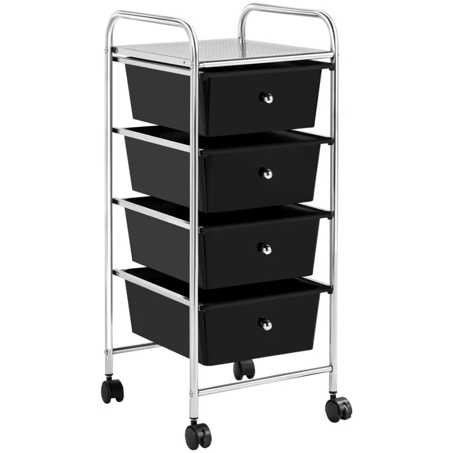 4 Drawers Metal Frame Storage Cart Rolling Bin Trolley Black
4 Drawers Metal Frame Storage Cart Rolling Bin Trolley Black