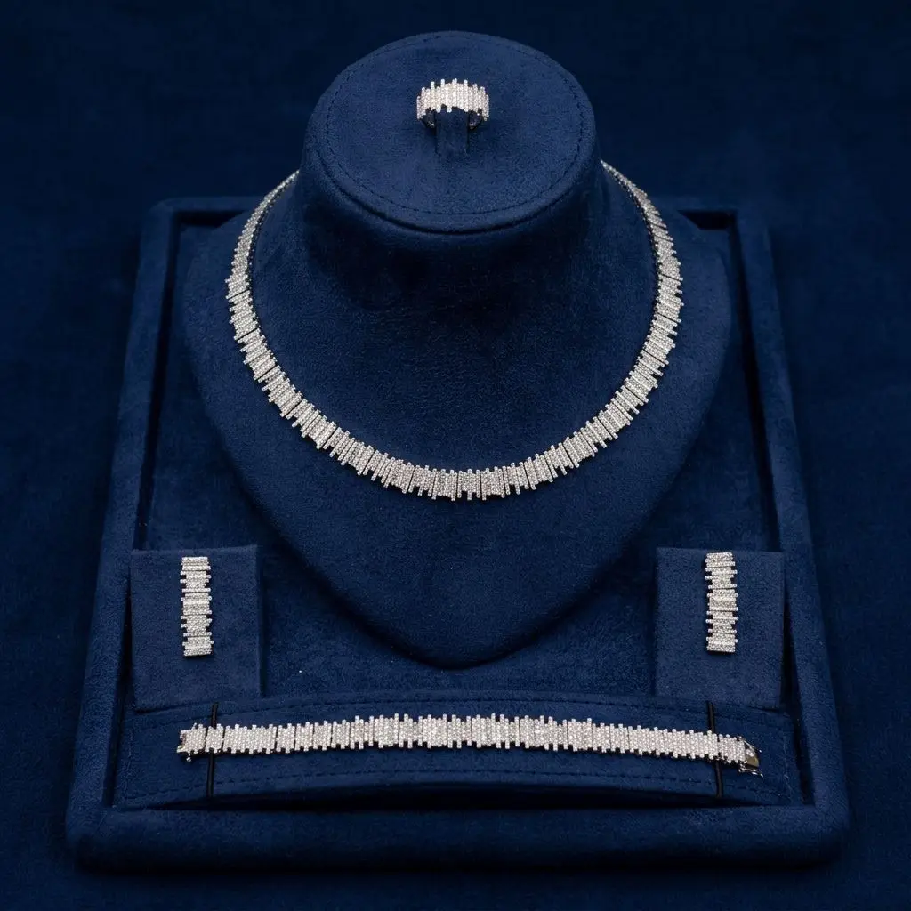 Bride Talk Luxury Baguette Zircon 4Pcs Jewelry Set Modern Geometric Bar Design Elegant Wedding Bridal Accessories for Women
Bride Talk Luxury Baguette Zircon 4Pcs Jewelry Set Modern Geometric Bar Design Elegant Wedding Bridal Accessories for Women