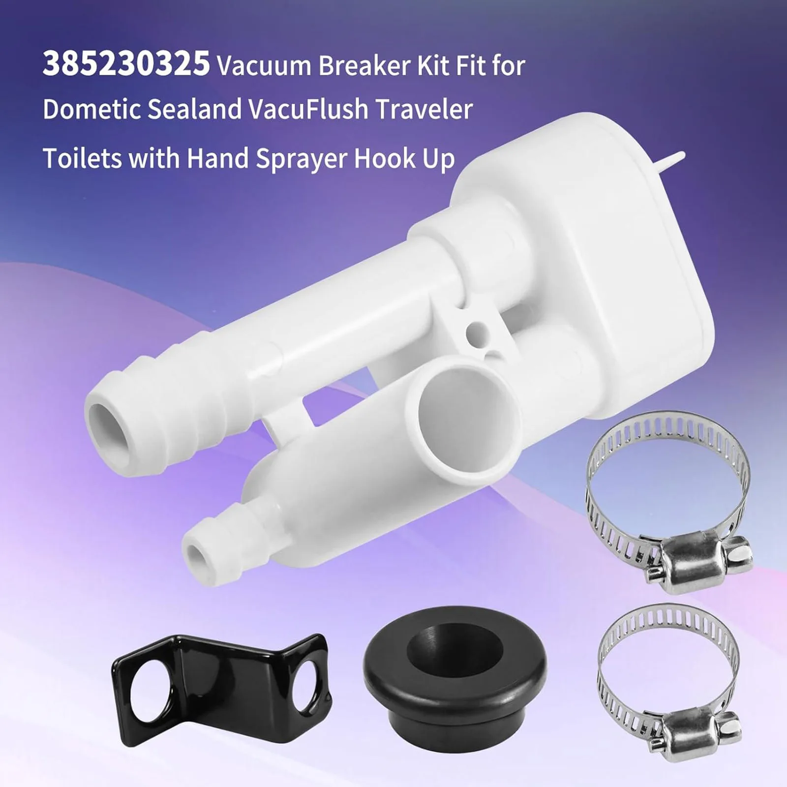 Vacuum Breaker Kit for Dometic Sealand VacuFlush Traveler Toilets with Hand Sprayer, Replaces 385230335
Vacuum Breaker Kit for Dometic Sealand VacuFlush Traveler Toilets with Hand Sprayer, Replaces 385230335