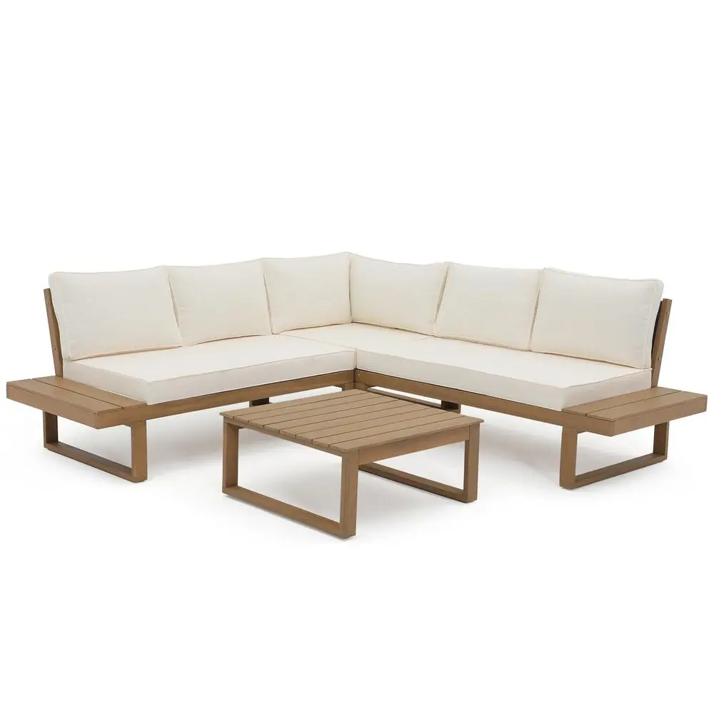 4 Piece Acacia Wood Patio Furniture LShaped Outdoor Sectional Sofa Set with Coffee Table, FSC Certified Conversation Set with B
4 Piece Acacia Wood Patio Furniture LShaped Outdoor Sectional Sofa Set with Coffee Table, FSC Certified Conversation Set with B