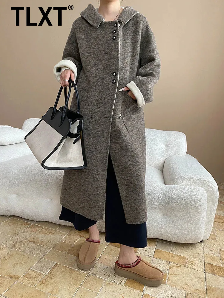 TLXT Commuting Style Draped Lazy Silhouette Hooded Double-Sided Wool Coat Single Breasted Elegant Coats Female Winter 2025 New
TLXT Commuting Style Draped Lazy Silhouette Hooded Double-Sided Wool Coat Single Breasted Elegant Coats Female Winter 2025 New