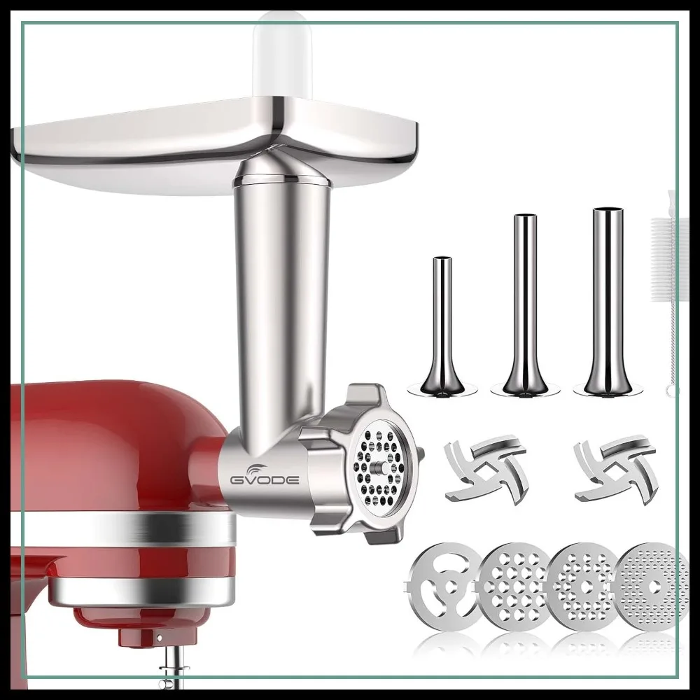 Metal Meat Grinder Attachment for Stand Mixer, 4 Plates, 3 Sausage Tubes, 2 Blades
Metal Meat Grinder Attachment for Stand Mixer, 4 Plates, 3 Sausage Tubes, 2 Blades