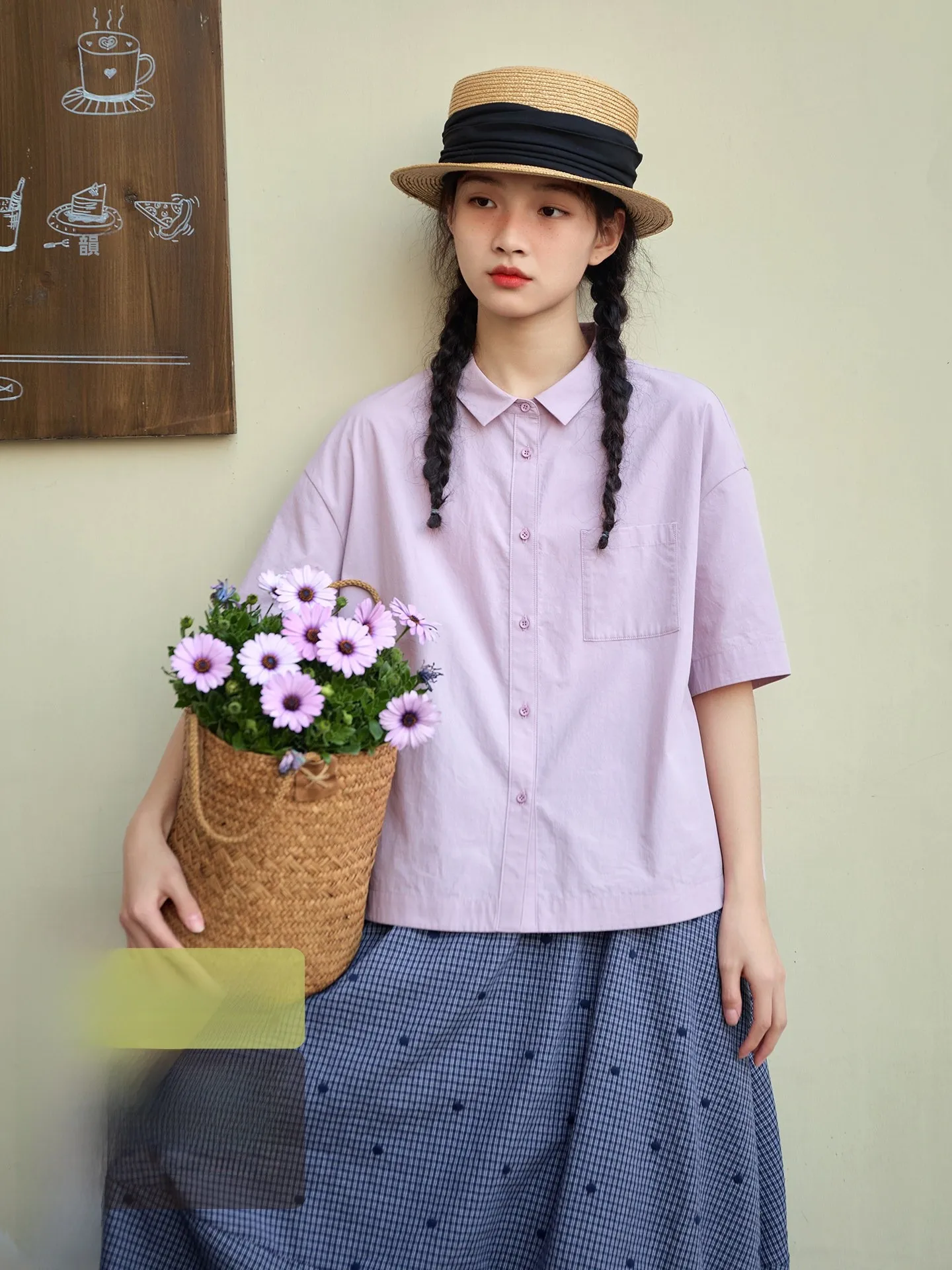 Loose Fit Pure Cotton Short Sleeve Shirt Women's Design Sensation Retro Purple Collar Top Breathable Comfortable Casual Wear
Loose Fit Pure Cotton Short Sleeve Shirt Women's Design Sensation Retro Purple Collar Top Breathable Comfortable Casual Wear