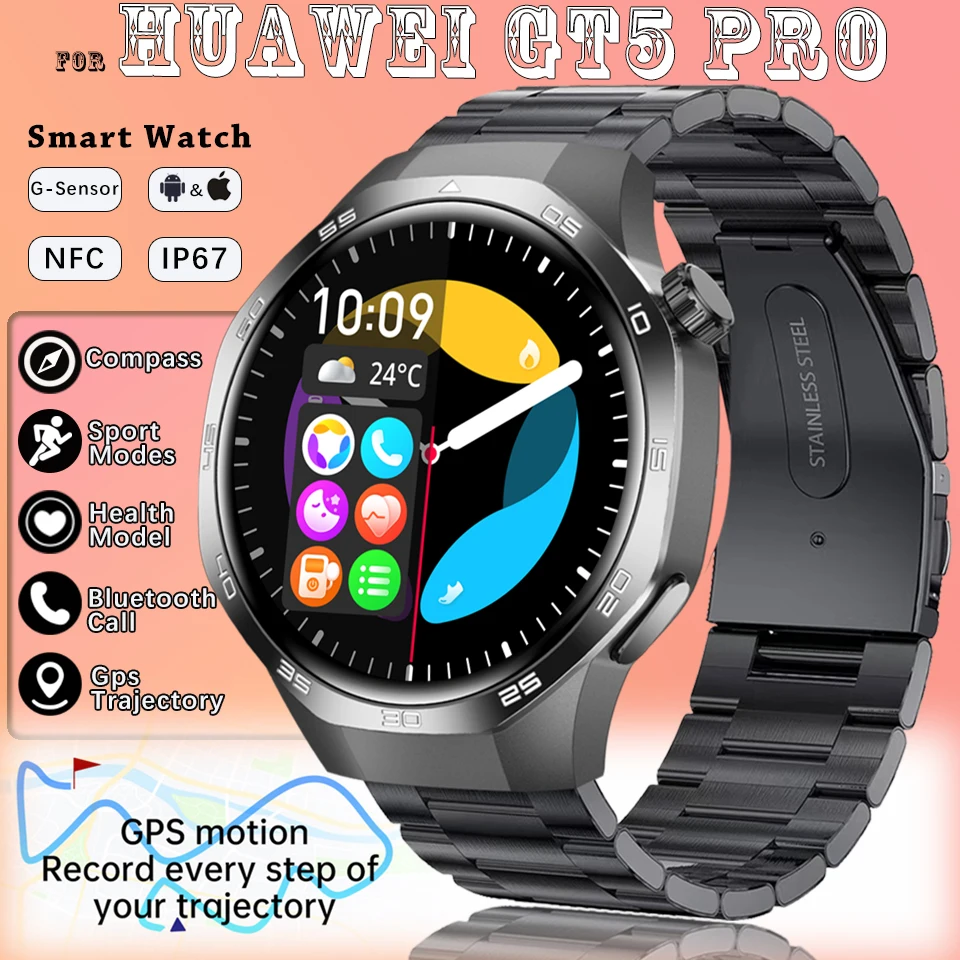 Новые спортивные часы GT5 Pro, водонепроницаемые умные часы, NFC, GPS-трекер, компас, мужские умные часы с HD-экраном, BT-вызов для Android IOS 2025
Новые спортивные часы GT5 Pro, водонепроницаемые умные часы, NFC, GPS-трекер, компас, мужские умные часы с HD-экраном, BT-вызов для Android IOS 2025