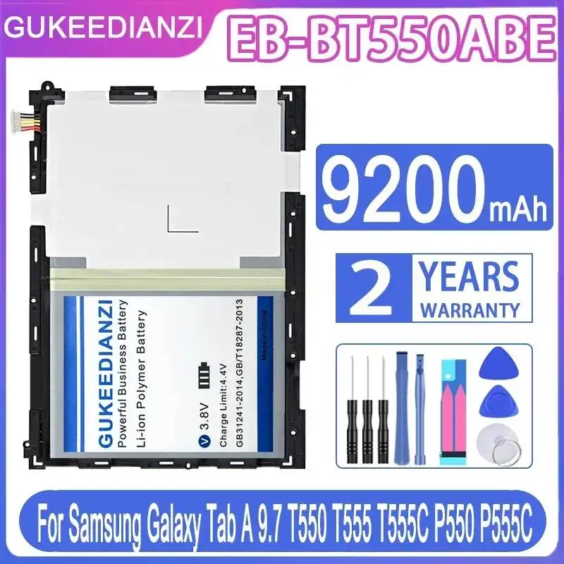 For Samsung Galaxy Tab A 9.7 T550 T555 T555C P550 P555C Good Low-Temperature Performance Tablet Battery Safe EB-BT550ABE 9200mAh
For Samsung Galaxy Tab A 9.7 T550 T555 T555C P550 P555C Good Low-Temperature Performance Tablet Battery Safe EB-BT550ABE 9200mAh