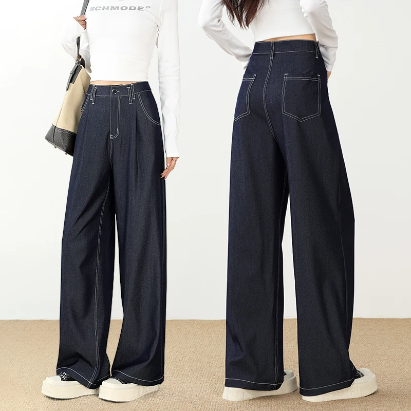 ChicHigh waist Topstitching Women's Jeans ElegantVintageDrapedStraight White pants baggy Slimming Casual wearwide leg pant
ChicHigh waist Topstitching Women's Jeans ElegantVintageDrapedStraight White pants baggy Slimming Casual wearwide leg pant