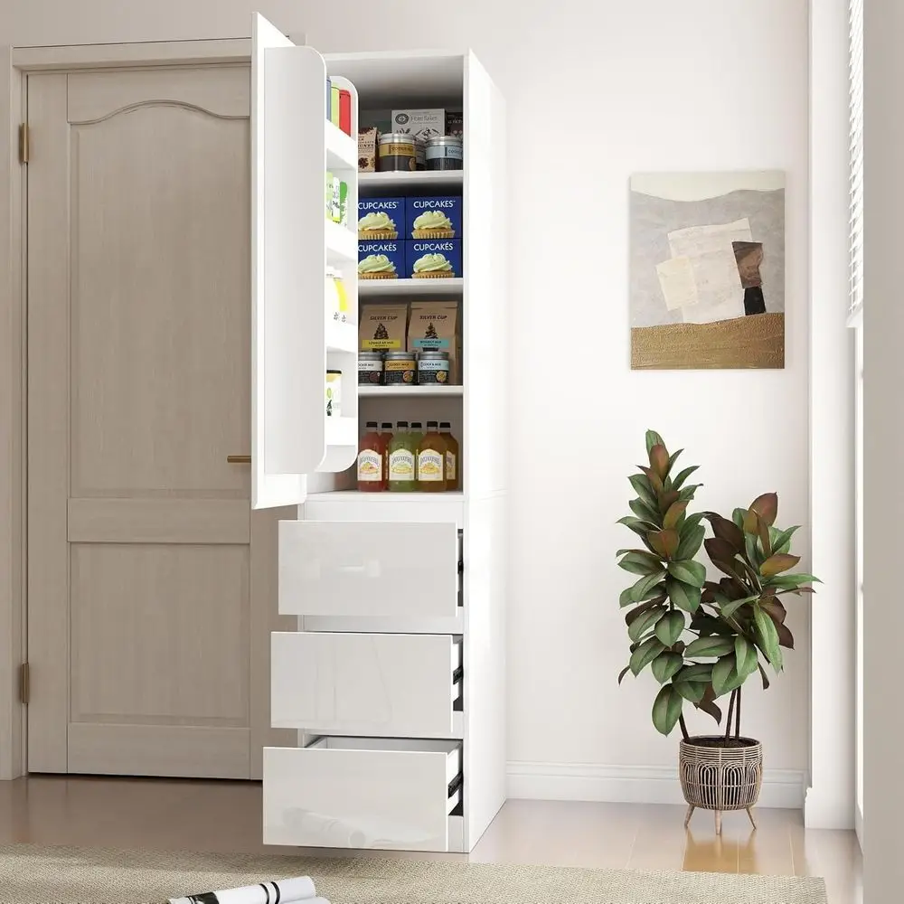 Slimline Tall Kitchen Pantry Cabinet, 23.6 Deep, White with Door Rack and Storage Shelves for Canned Goods (Set of 2)
Slimline Tall Kitchen Pantry Cabinet, 23.6 Deep, White with Door Rack and Storage Shelves for Canned Goods (Set of 2)