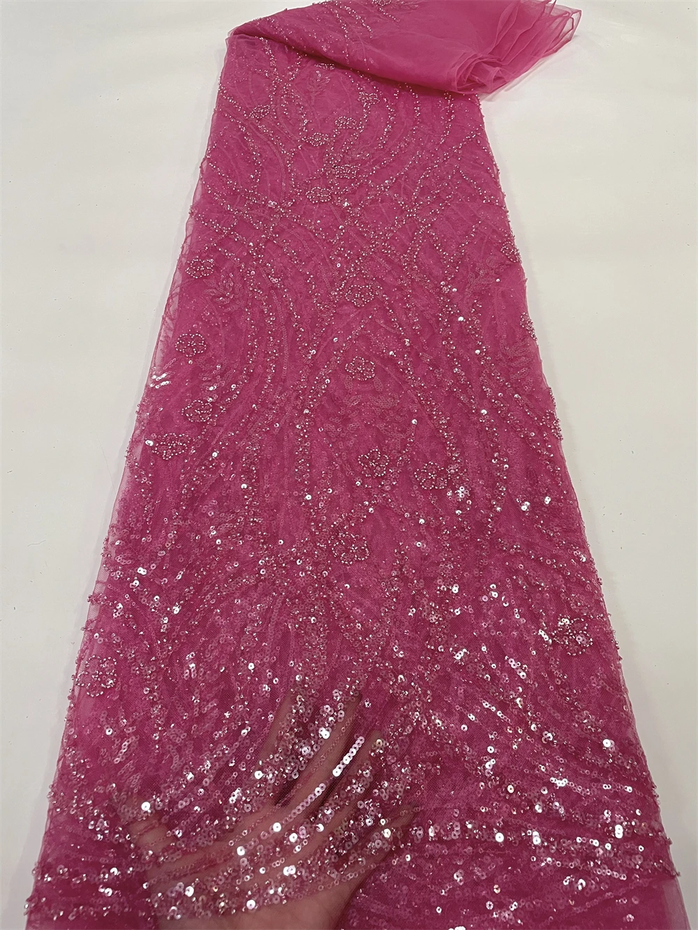 Fashion African French Net Nigerian Mesh Tulle Embroidered Sequins Luxury Handmade Beaded Lace Fabric Party Wedding Dress Cloth
Fashion African French Net Nigerian Mesh Tulle Embroidered Sequins Luxury Handmade Beaded Lace Fabric Party Wedding Dress Cloth
