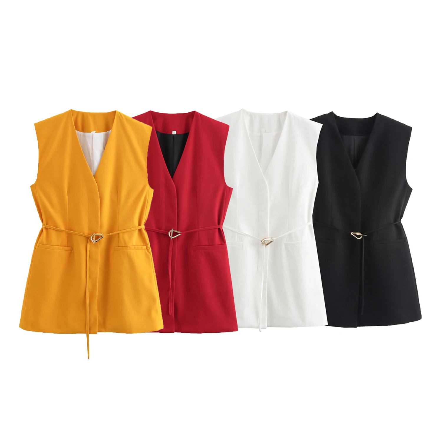 Минималистичный повседневный жилет с поясом, комплект брюк, женский жилет, широкие брюки, модный модный костюм 2025 года, офисный женский костюм 
Минималистичный повседневный жилет с поясом, комплект брюк, женский жилет, широкие брюки, модный модный костюм 2025 года, офисный женский костюм