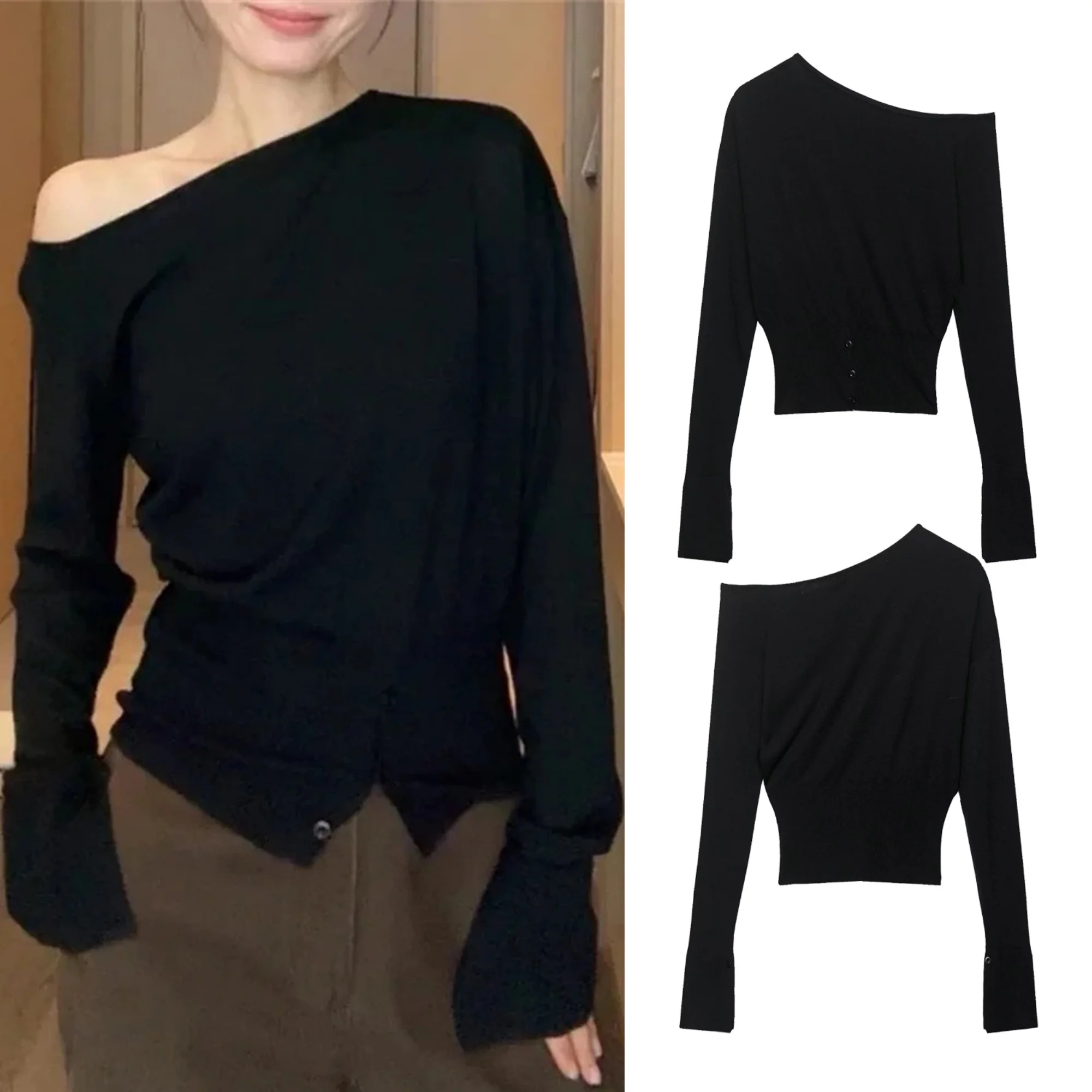 Осенние вязаные пуловеры, женская одежда, свитер с наклонными плечами и разрезом на шее, облегающий однотонный женский трикотажный свитер
Осенние вязаные пуловеры, женская одежда, свитер с наклонными плечами и разрезом на шее, облегающий однотонный женский трикотажный свитер