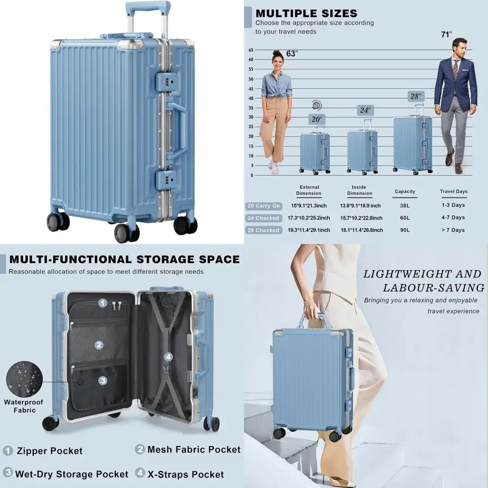 20-дюймовый легкий спиннер для багажа с замком TSA, алюминиевый каркас, без молнии, твердый корпус, чемодан для путешествий, ручная кладь
20-дюймовый легкий спиннер для багажа с замком TSA, алюминиевый каркас, без молнии, твердый корпус, чемодан для путешествий, ручная кладь