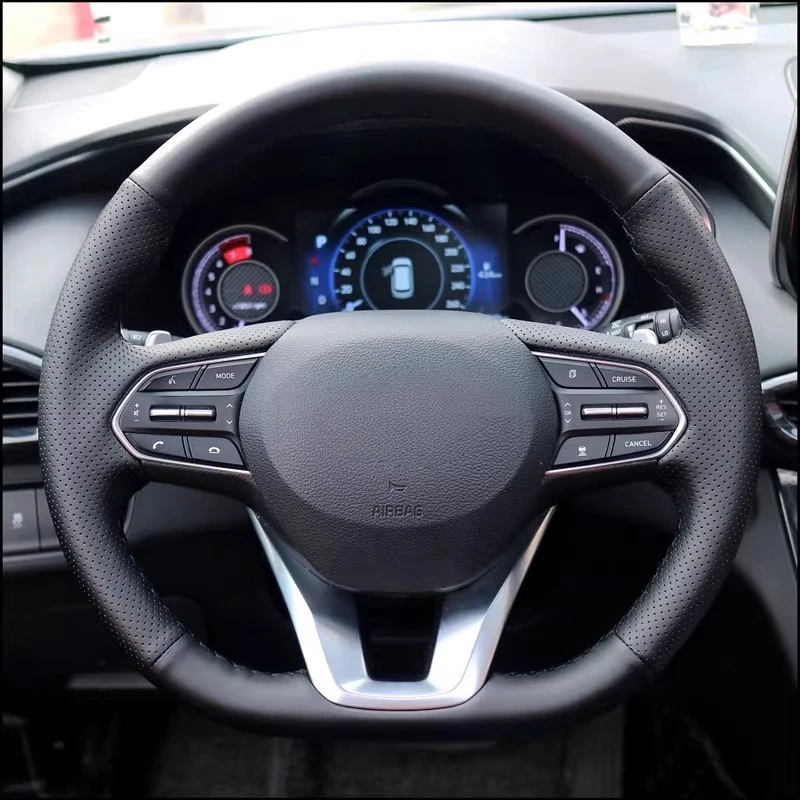 Сшитый вручную нескользящий дышащий прочный чехол на руль из кожи наппа для Hyundai Santa Fe Palisade, аксессуары для салона автомобиля
Сшитый вручную нескользящий дышащий прочный чехол на руль из кожи наппа для Hyundai Santa Fe Palisade, аксессуары для салона автомобиля