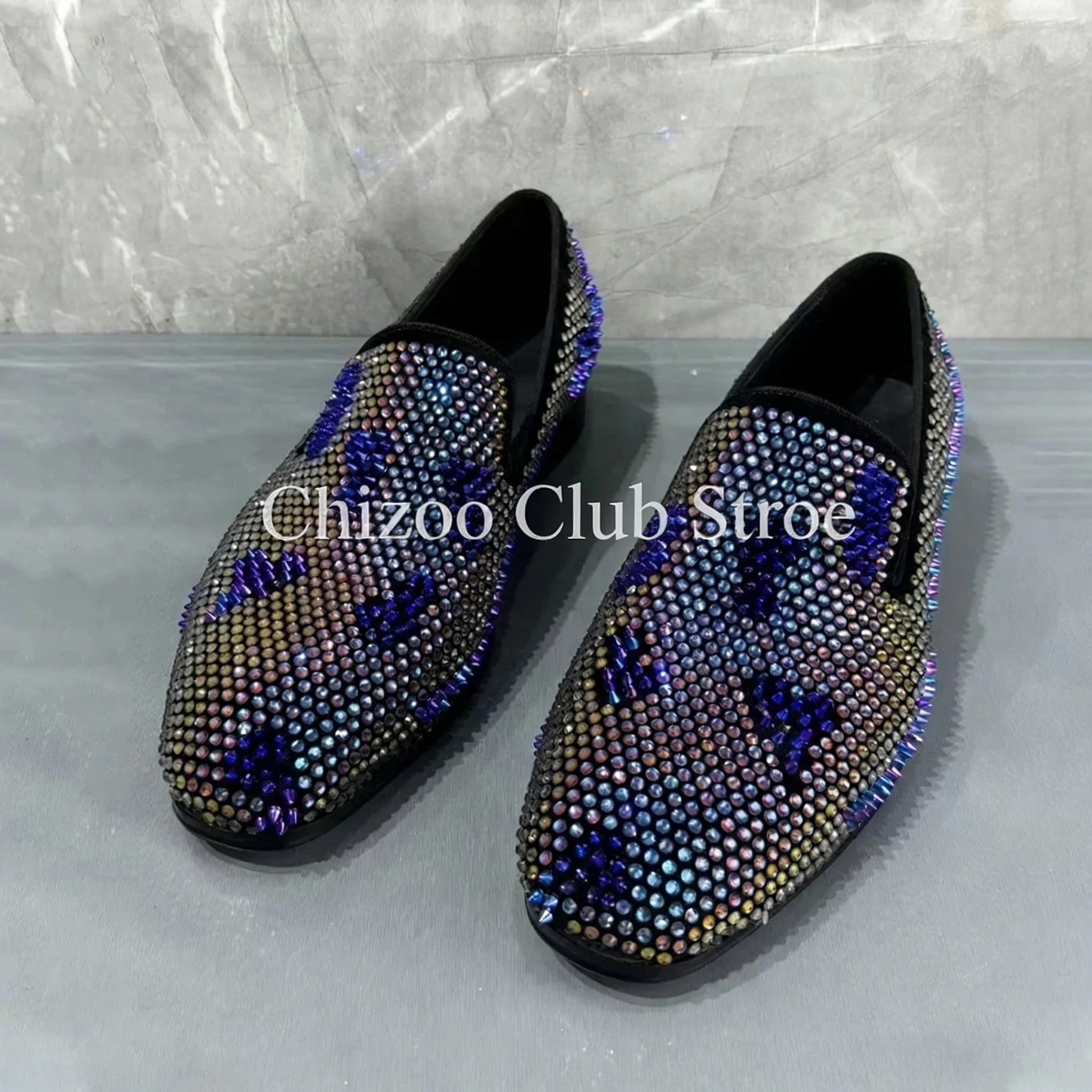 Men's Luxury Blue Rhinestone Skull Loafers Slip On Sparkly Crystal Dress Shoes for Wedding Party Prom Nightclub Big Size
Men's Luxury Blue Rhinestone Skull Loafers Slip On Sparkly Crystal Dress Shoes for Wedding Party Prom Nightclub Big Size