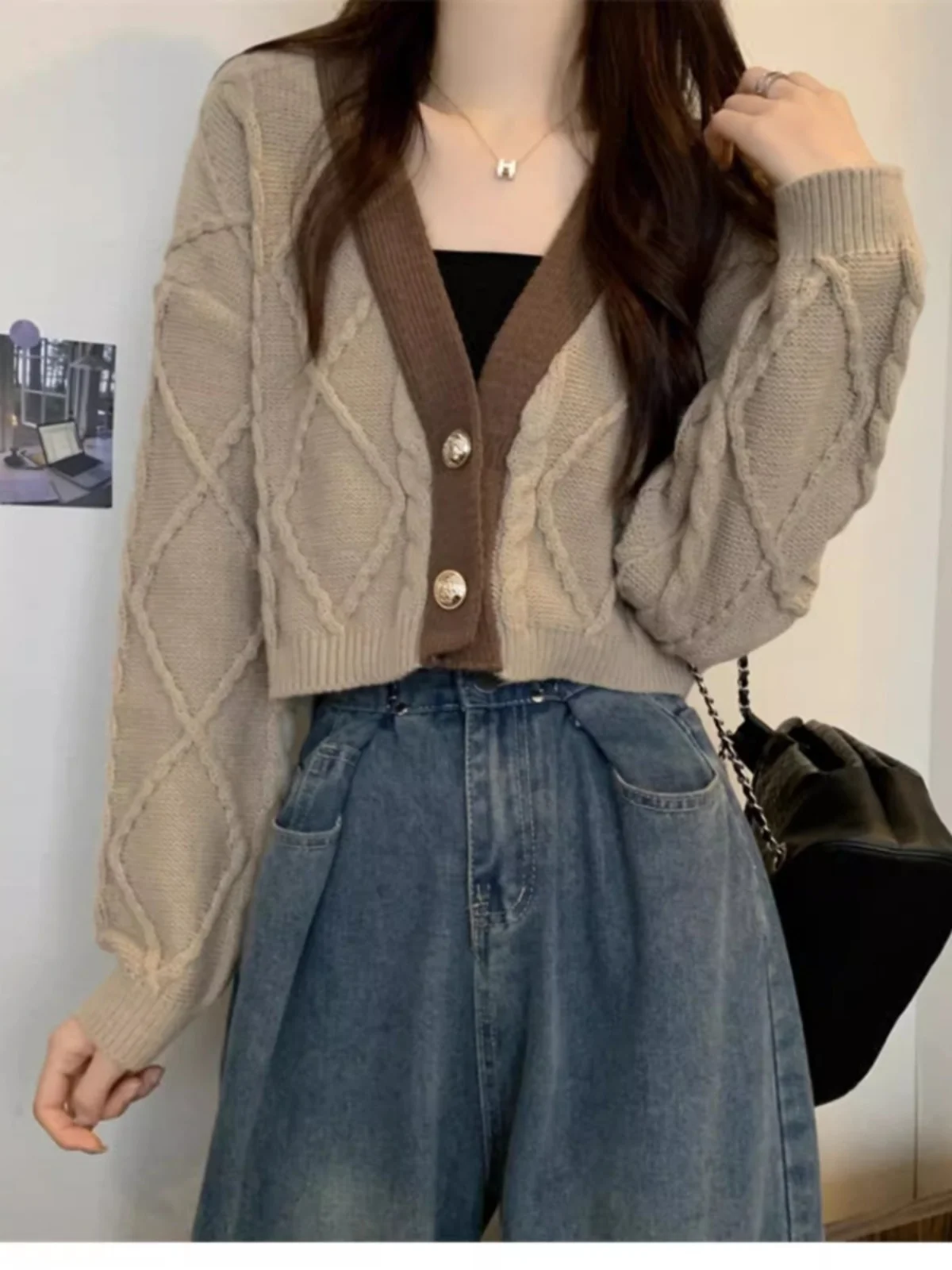 Korean Sle ort Knitted Cardigan Spring Autumn Design Loose Fit Long Sve Pure Color Open Front Outerwear Jaet
Korean Sle ort Knitted Cardigan Spring Autumn Design Loose Fit Long Sve Pure Color Open Front Outerwear Jaet