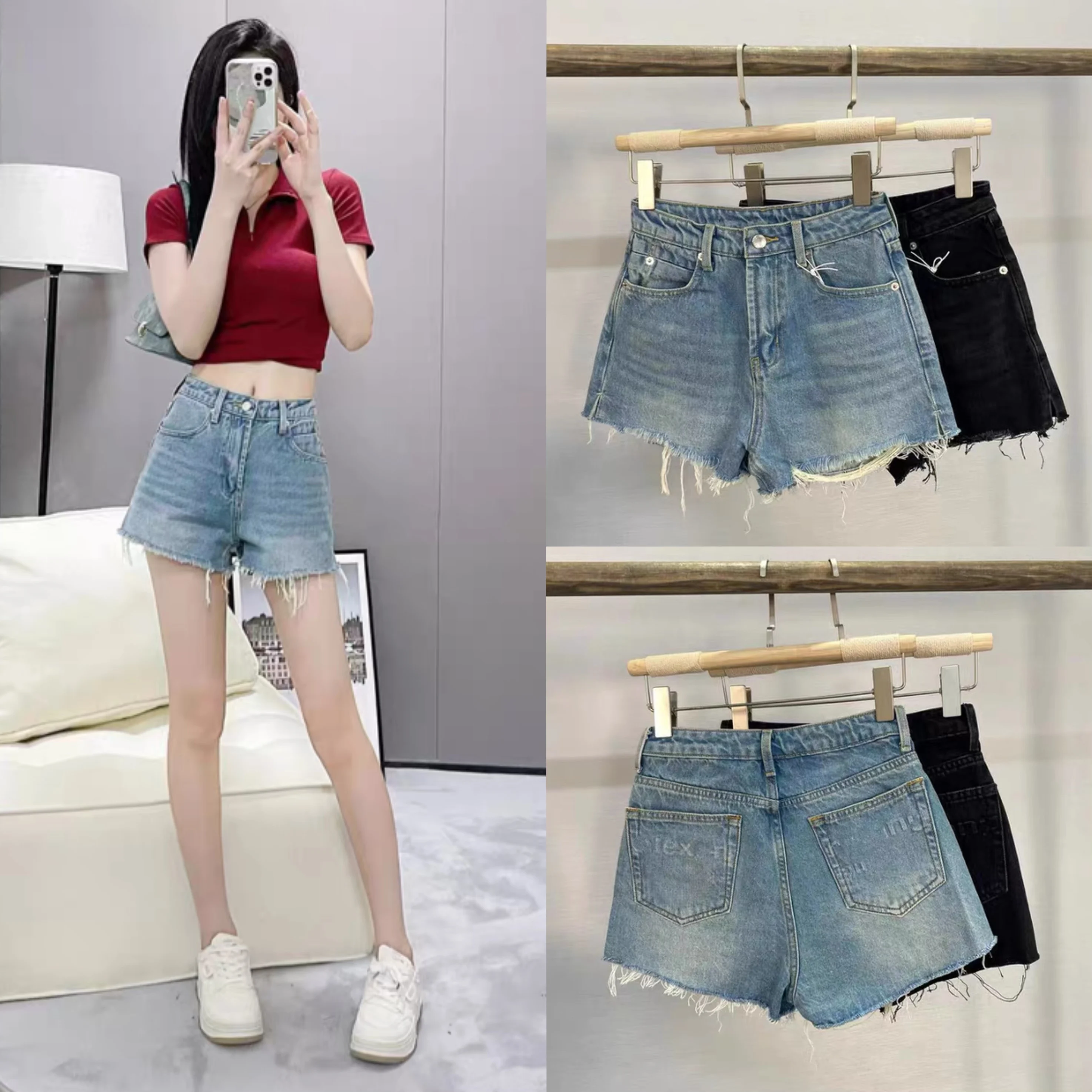 High Waist Denim Shorts Women's Letter Print Loose Slim Wide Leg Hot Pants Frayed Hem Summer Casual Fashion Jeans
High Waist Denim Shorts Women's Letter Print Loose Slim Wide Leg Hot Pants Frayed Hem Summer Casual Fashion Jeans