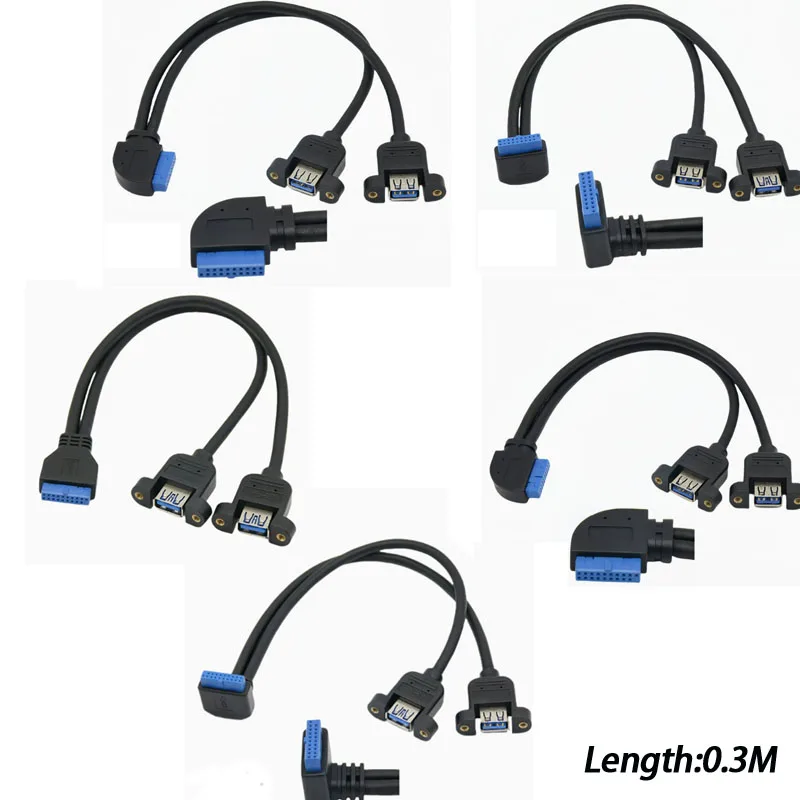 20Pin Motherboard right Angle adapter to dual-port USB 3.0 Extension cable 19pin USB3.0 splitter Cable 0.3M
20Pin Motherboard right Angle adapter to dual-port USB 3.0 Extension cable 19pin USB3.0 splitter Cable 0.3M