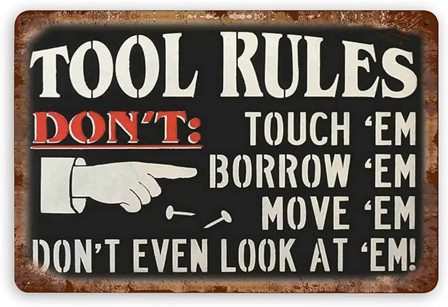 Vintage Tin Signs Tool Rules Metal Vintage Man Cave Tin Sign Wall Decor Posters 12x8inch
Vintage Tin Signs Tool Rules Metal Vintage Man Cave Tin Sign Wall Decor Posters 12x8inch