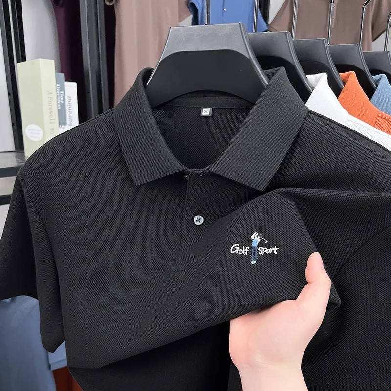 Summer lightweight collarless pure cotton short-sleeved polo shirt with embroidered design on the front for daily casual wear
Summer lightweight collarless pure cotton short-sleeved polo shirt with embroidered design on the front for daily casual wear