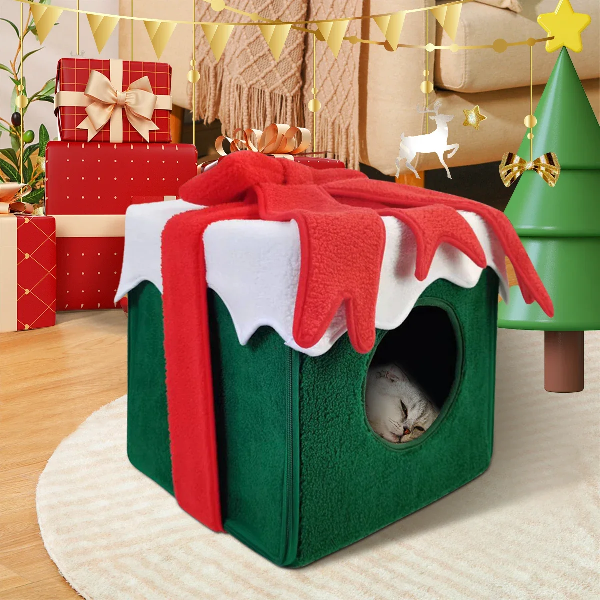 Exquisite workmanship cat bed house soft nest Christmas house shape pet bed semi-enclosed cat hole tent cat litter household pet
Exquisite workmanship cat bed house soft nest Christmas house shape pet bed semi-enclosed cat hole tent cat litter household pet