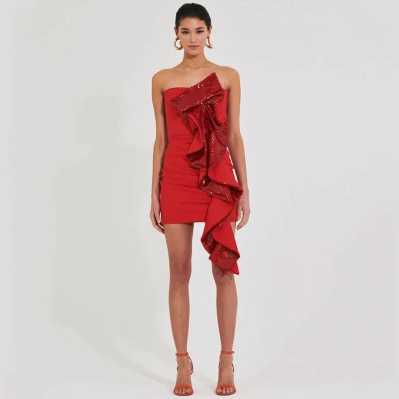 Sexy tube top off the shoulder high-end decorative sequined streamer dress fashionable simple and versatile temperament elegant
Sexy tube top off the shoulder high-end decorative sequined streamer dress fashionable simple and versatile temperament elegant