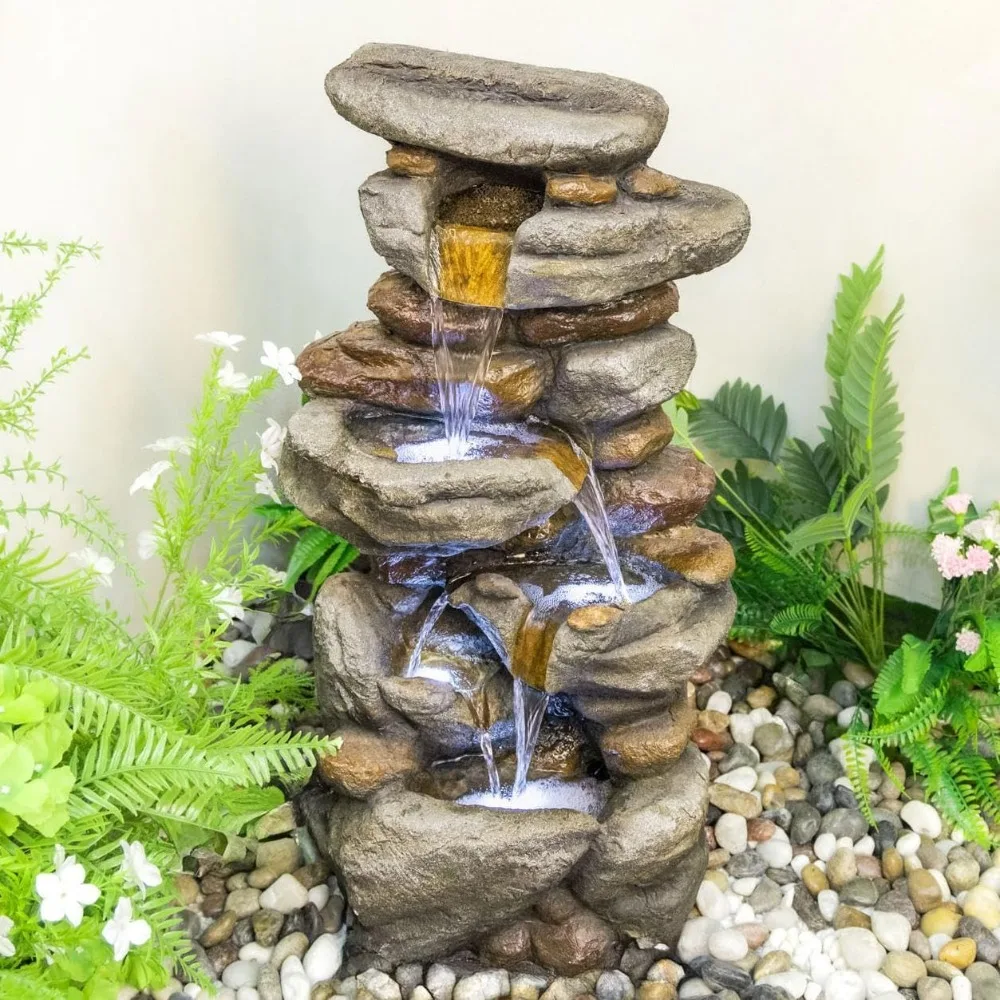Outdoor Water Fountain Large Stone Fountain with LED Light for Patio Yard Garden Backyard Decking Outdoor or Entryway
Outdoor Water Fountain Large Stone Fountain with LED Light for Patio Yard Garden Backyard Decking Outdoor or Entryway