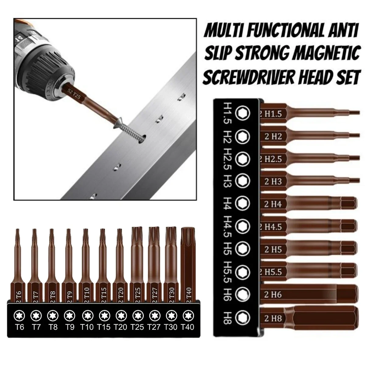 21Pcs Magnetic Hexagonal Screwdriver and Plum Blossom Screwdriver Set S2 Material Screwdriver 1/4 "universal Hexagonal Handle
21Pcs Magnetic Hexagonal Screwdriver and Plum Blossom Screwdriver Set S2 Material Screwdriver 1/4 "universal Hexagonal Handle