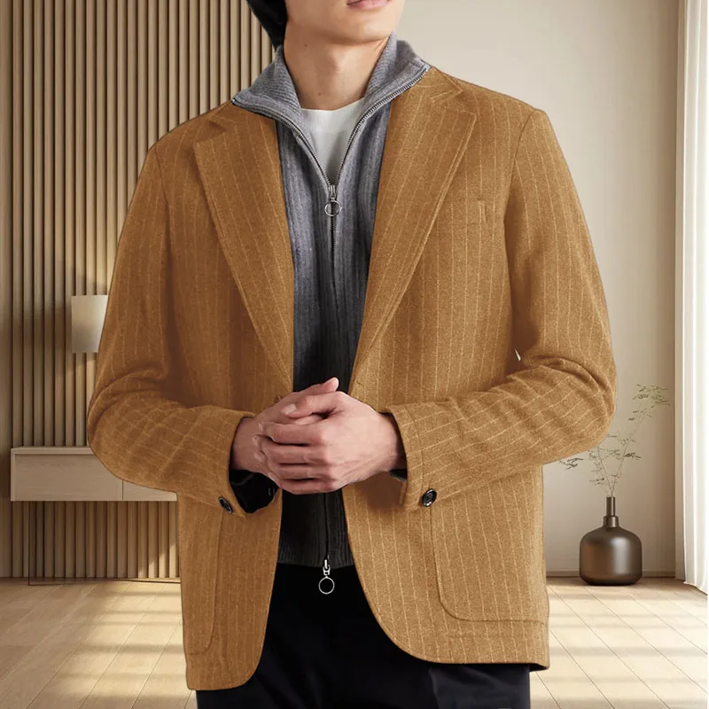 Korean men's striped suit coat Wool blend single breasted men's blazer tailored business casual man jacket for banquet party
Korean men's striped suit coat Wool blend single breasted men's blazer tailored business casual man jacket for banquet party