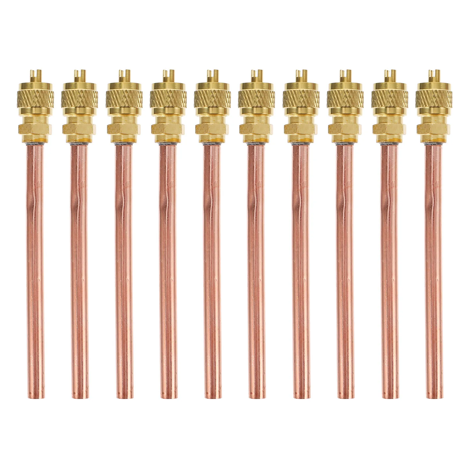 10Pcs Brass Refrigeration Access with Core Remover Spring-Loaded Stem O-Ring for Ac Refrigerant System Filling
10Pcs Brass Refrigeration Access with Core Remover Spring-Loaded Stem O-Ring for Ac Refrigerant System Filling