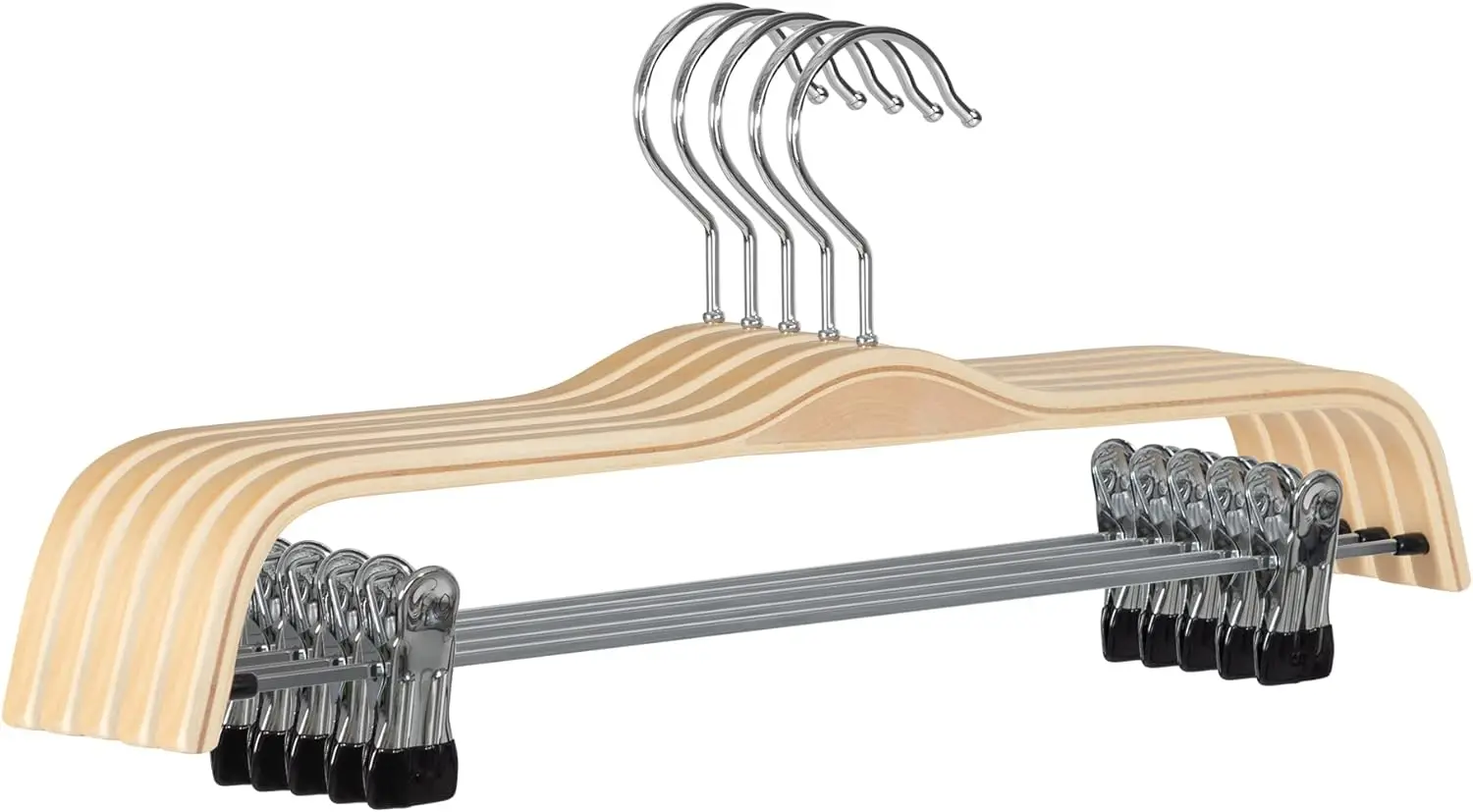 Wooden Pant Hangers, 5-Pack Light Weight Skirt Hangers with Anti-Rust Hook and 2-Adjustable Clips
Wooden Pant Hangers, 5-Pack Light Weight Skirt Hangers with Anti-Rust Hook and 2-Adjustable Clips
