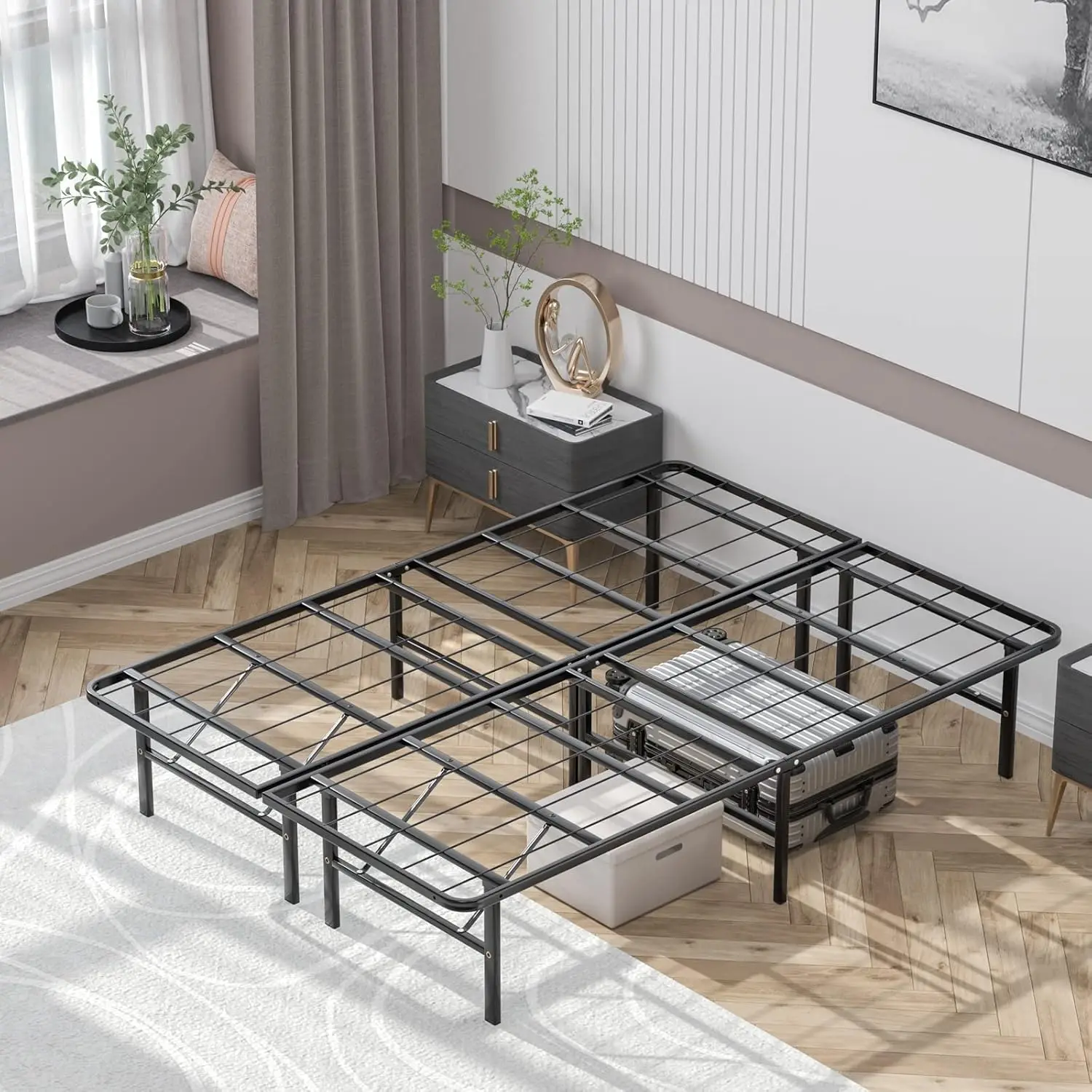 14 Inch Foldable Metal Platform Bed Frame, Tool-Free Assemble, Heavy Duty Folding Bed Frame W/Steel Slat & Underbed, Customized
14 Inch Foldable Metal Platform Bed Frame, Tool-Free Assemble, Heavy Duty Folding Bed Frame W/Steel Slat & Underbed, Customized