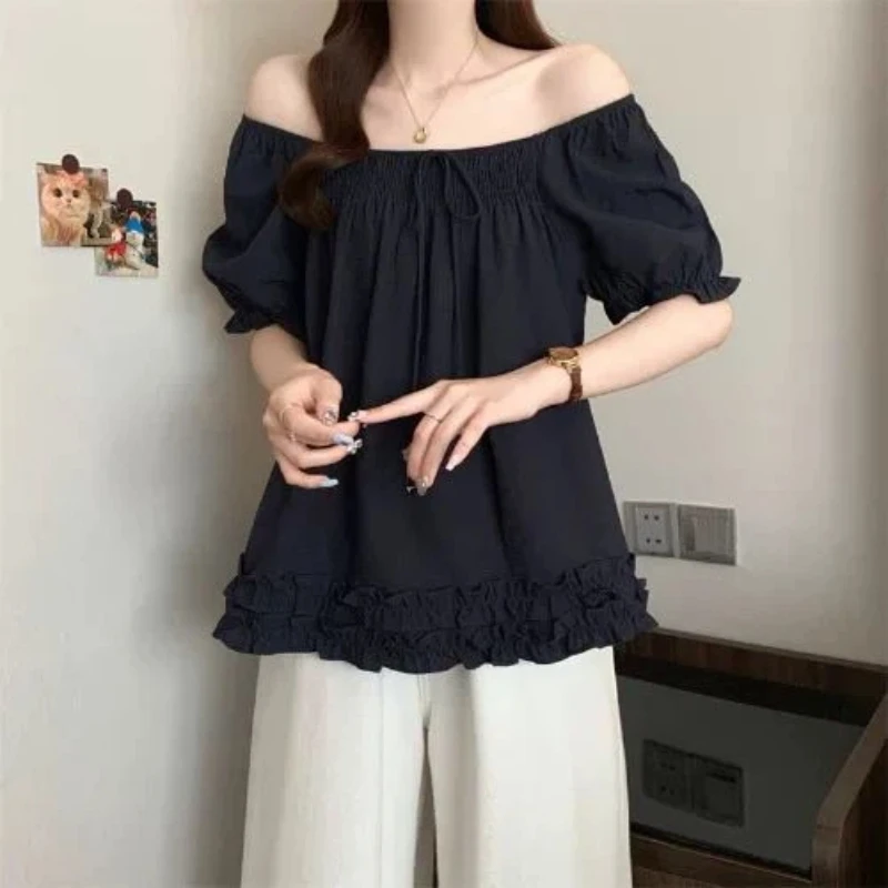 Korean Solid Loose Pleated Simplicity Youth Blouse Summer Short Sleeve All-match Office Shirt Tops Elegant Trend Women Clothing
Korean Solid Loose Pleated Simplicity Youth Blouse Summer Short Sleeve All-match Office Shirt Tops Elegant Trend Women Clothing