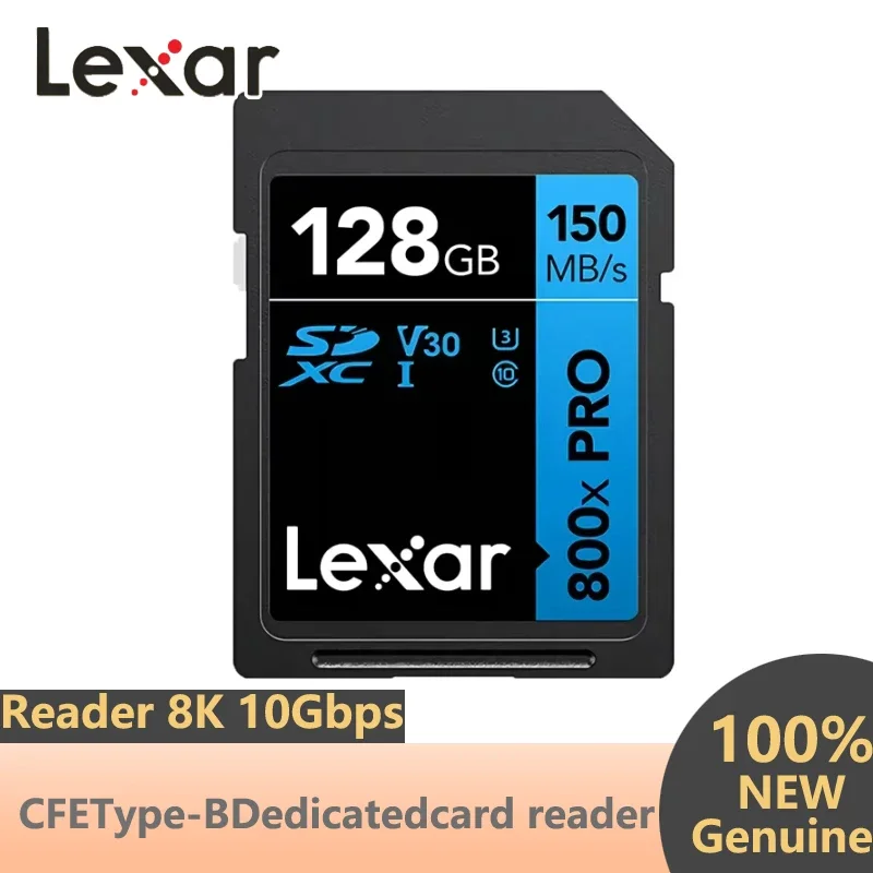 Lexar 800X Pro UHS-I SD Card, Class 10 V30, 150MB/s, Multi-capacity, 3D 4K Video, High Speed for Digital Cameras
Lexar 800X Pro UHS-I SD Card, Class 10 V30, 150MB/s, Multi-capacity, 3D 4K Video, High Speed for Digital Cameras