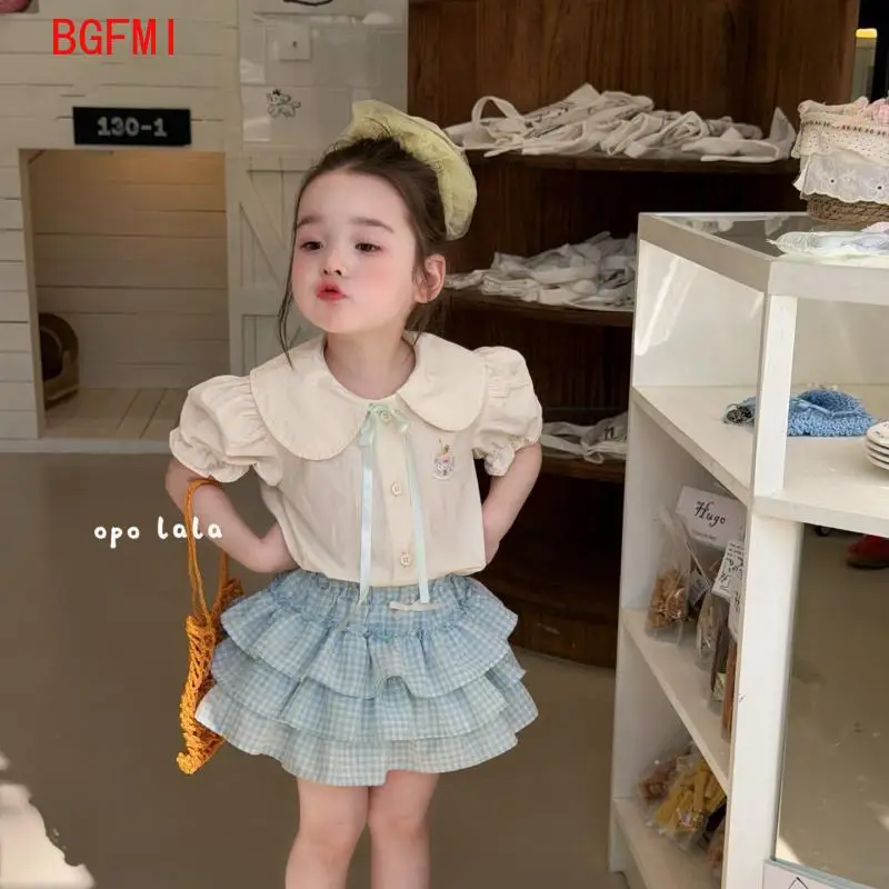 2-10Y Girl's Cute Birthday High Quality Set 2026 Summer Dress New Girl's Beige Collar Doll Shirt+Checkered Cake Skirt Outfits
2-10Y Girl's Cute Birthday High Quality Set 2026 Summer Dress New Girl's Beige Collar Doll Shirt+Checkered Cake Skirt Outfits