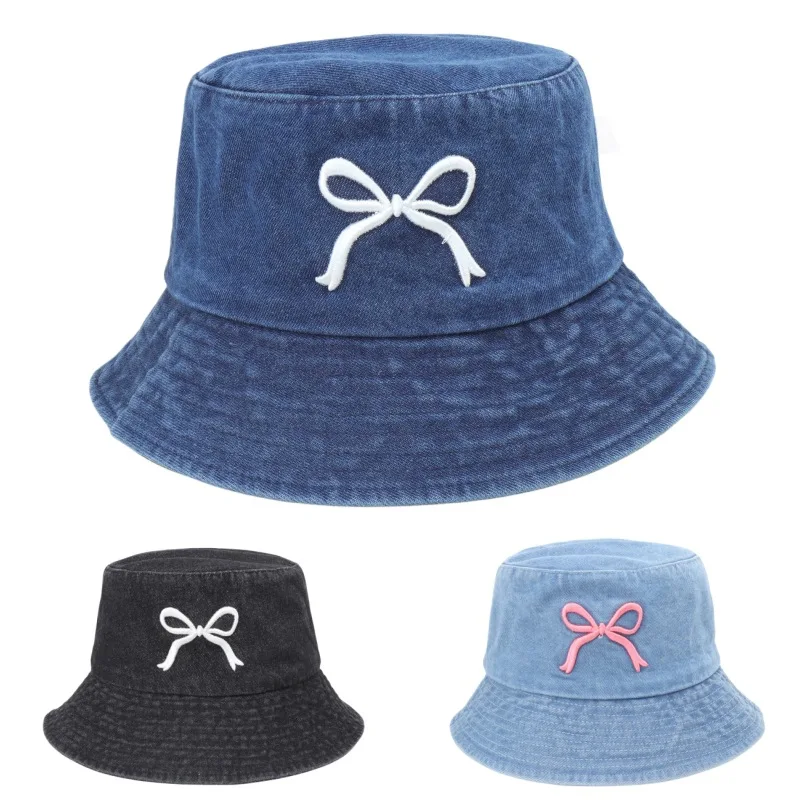 Summer Embroidery Bow Washed Denim Bucket Hat for Women Panama Hats Outdoor Fisherman Hat Beachside Sunscreen Visor Cap
Summer Embroidery Bow Washed Denim Bucket Hat for Women Panama Hats Outdoor Fisherman Hat Beachside Sunscreen Visor Cap