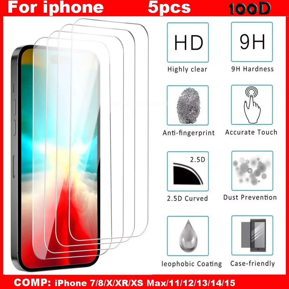 5Pcs Tempered Glass For iPhone 15 14 Pro Max 11 12 13 Pro Screen Protector For iphone 7 8 14 Plus XR XS Max Protective Glass
5Pcs Tempered Glass For iPhone 15 14 Pro Max 11 12 13 Pro Screen Protector For iphone 7 8 14 Plus XR XS Max Protective Glass