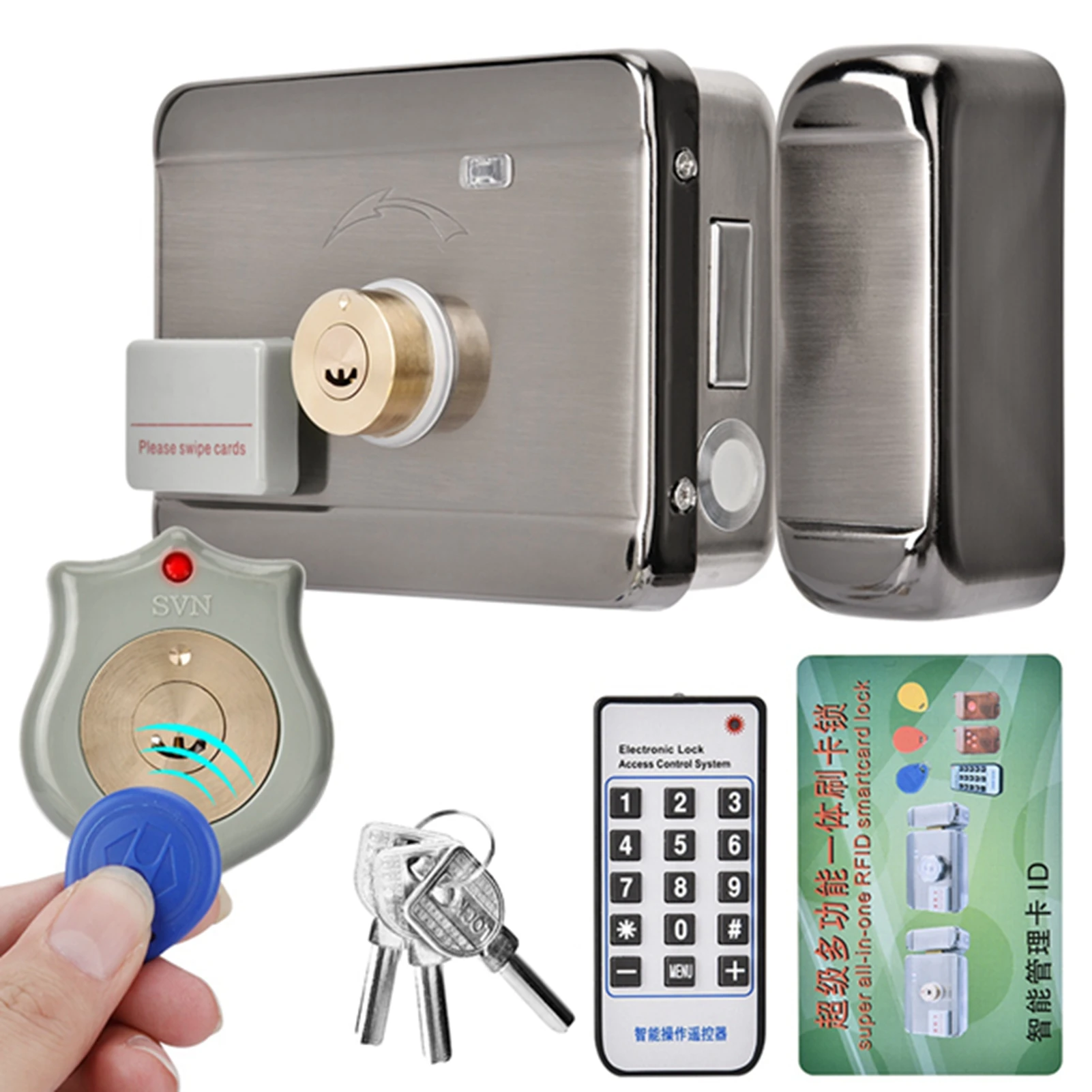 Electronic Door Lock ID Double Head Zinc Alloy Integrated Structure Support EM or SM Compatible Card 12V Electric Control Lock
Electronic Door Lock ID Double Head Zinc Alloy Integrated Structure Support EM or SM Compatible Card 12V Electric Control Lock