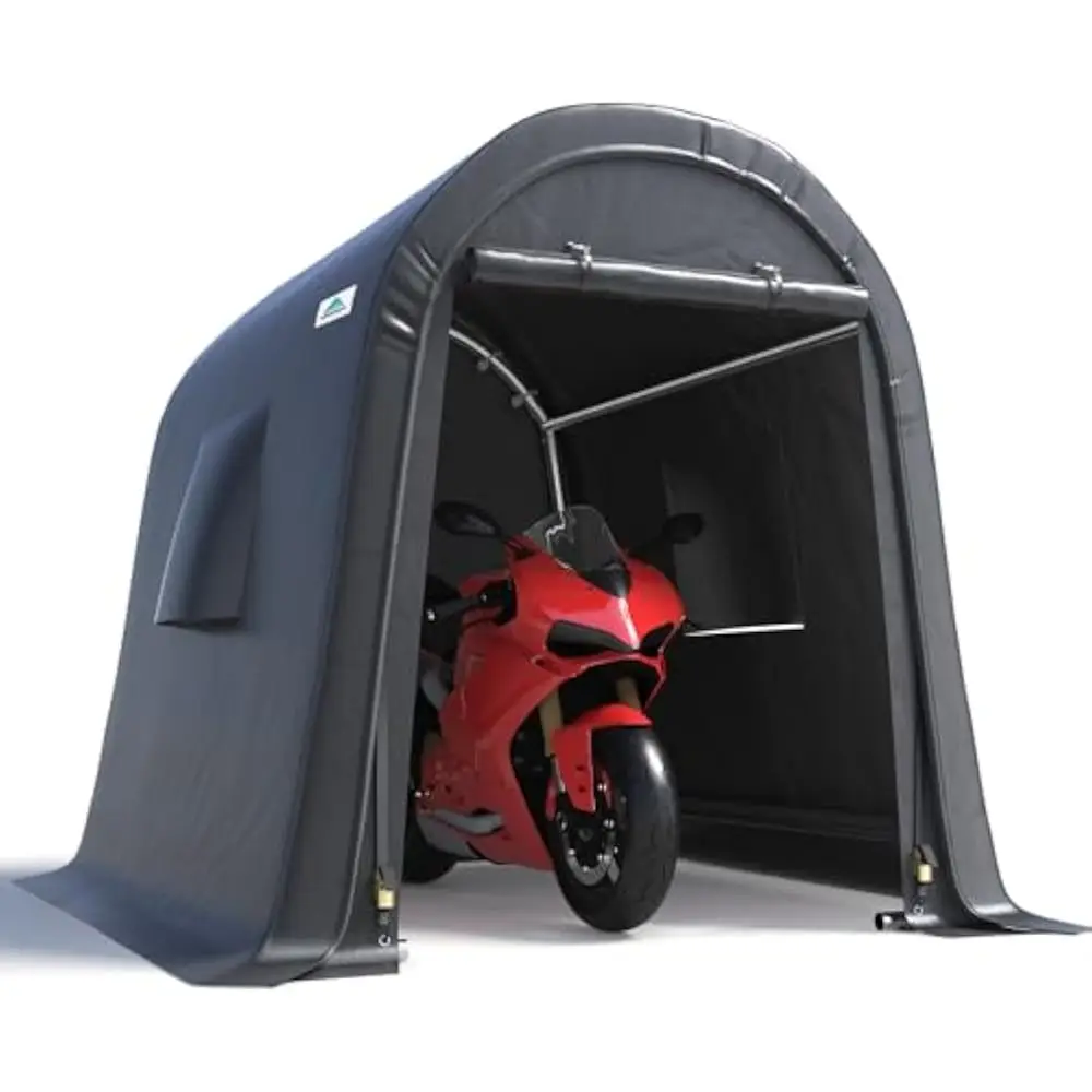 6x8 ft Storage Shed Shelter Steel Metal Round Peak Roof Portable Garage Carport or Garden Tools with 2 Roll up Doors & Vents
6x8 ft Storage Shed Shelter Steel Metal Round Peak Roof Portable Garage Carport or Garden Tools with 2 Roll up Doors & Vents