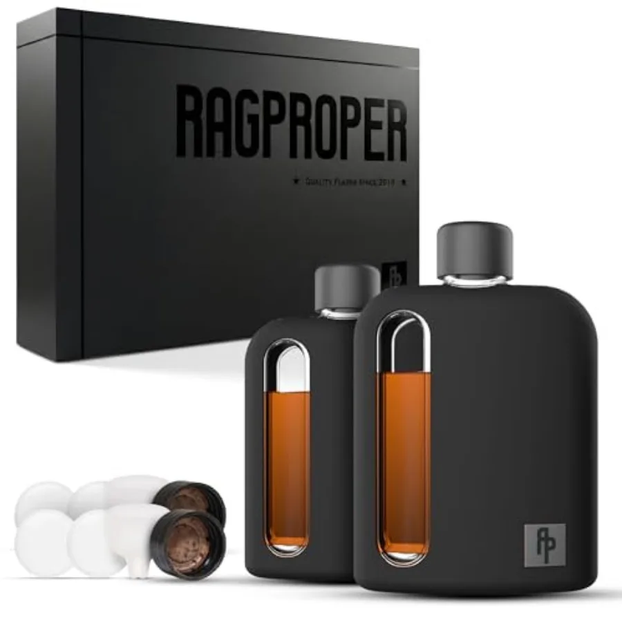 Glass Flask For Liquor - 2 Pack Hip Flask For Men - Bag Flask 3.4 OZ and Pocket Flask(8 OZ) Silicone Cover Curved Edges Plastic
Glass Flask For Liquor - 2 Pack Hip Flask For Men - Bag Flask 3.4 OZ and Pocket Flask(8 OZ) Silicone Cover Curved Edges Plastic