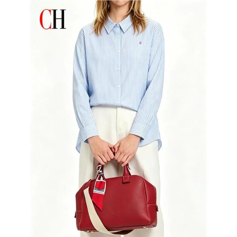 CH Women's Blue White Striped Button-Down Shirt Long Sleeve Loose Fit Casual Blouse with Small Embroider Office & Daily Wear
CH Women's Blue White Striped Button-Down Shirt Long Sleeve Loose Fit Casual Blouse with Small Embroider Office & Daily Wear