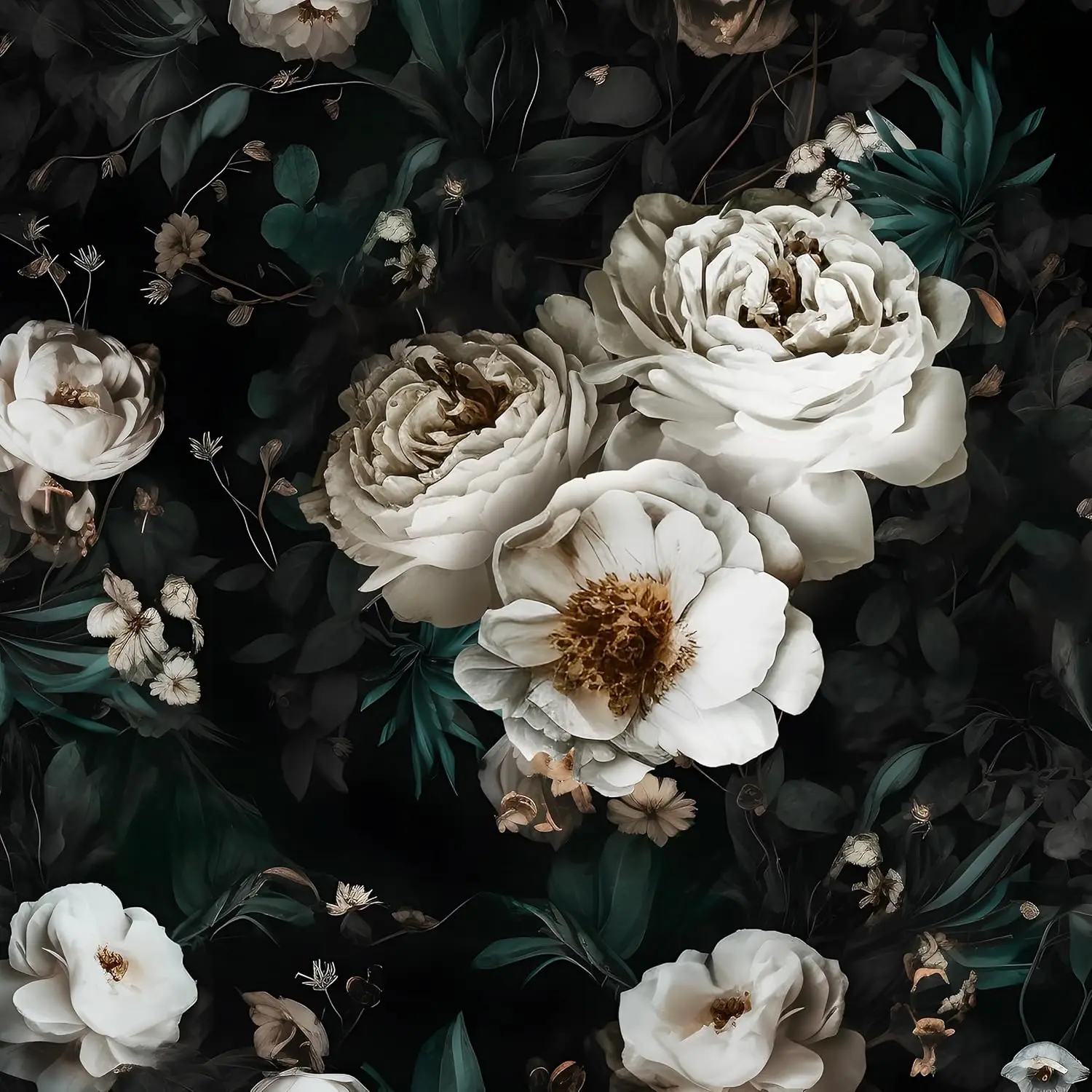 Dark Floral Peel and Stick Wallpaper 17.5in x 393in Black Vintage Self Adhesive Wallpaper for Bedroom Wall Cabinet Decor
Dark Floral Peel and Stick Wallpaper 17.5in x 393in Black Vintage Self Adhesive Wallpaper for Bedroom Wall Cabinet Decor