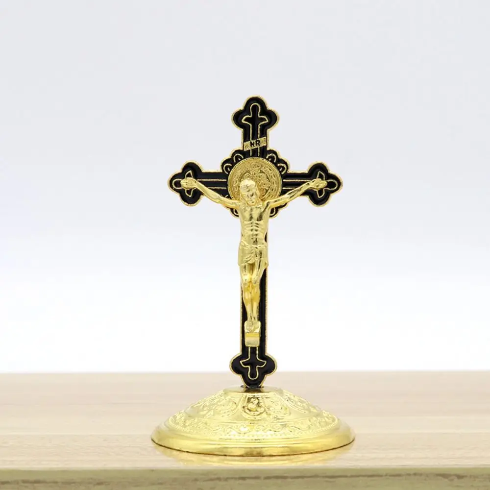 Retro With Stand Church Cross Ornaments Religious Handmade Alloy Cross Ornaments Craft Plated Gold Statue Birthday Gift
Retro With Stand Church Cross Ornaments Religious Handmade Alloy Cross Ornaments Craft Plated Gold Statue Birthday Gift