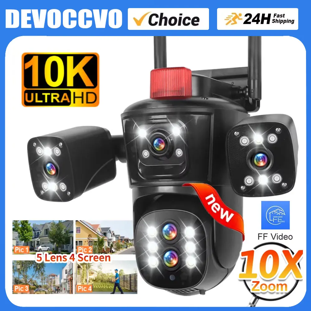 10K 20MP PTZ 360° 10X Zoom Wireless 4 Screens Outdoor Camera AI Auto Tracking Color Night Vision Motion Detection Human Alarm
10K 20MP PTZ 360° 10X Zoom Wireless 4 Screens Outdoor Camera AI Auto Tracking Color Night Vision Motion Detection Human Alarm